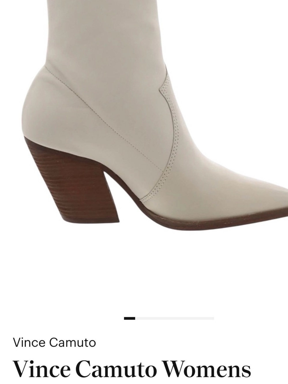 Vince Camuto Off-White Leather Western Block Heel Ankle Boot